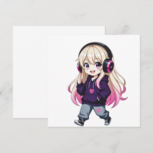 Chibi Grappig Kaart (Voorkant / Achterkant)