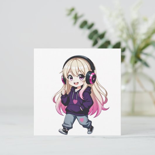 Chibi Grappig Kaart (Staand voorkant)