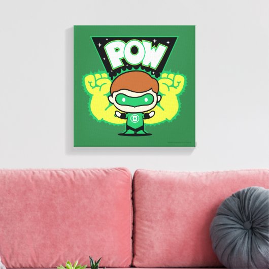 Chibi Green Lantern Forming Giant Fists Canvas Afdruk (Insitu (Woonkamer))