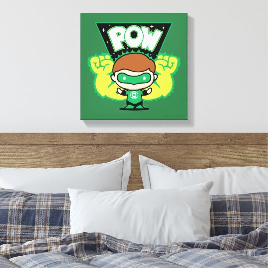Chibi Green Lantern Forming Giant Fists Canvas Afdruk (Insitu (Slaapkamer))