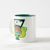 Chibi Green Lantern Forming Giant Fists Tweekleurige Koffiemok (Voorkant links)