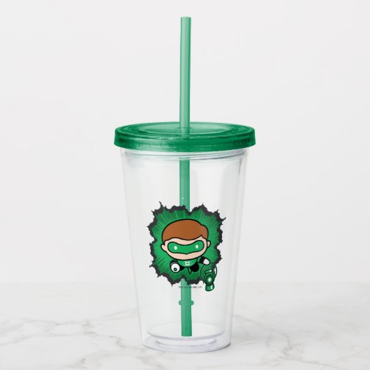 Chibi Green Lantern vliegt door de ruimte Acryl Drinkbeker (Voorkant)