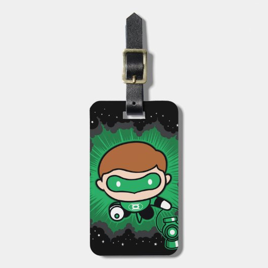 Chibi Green Lantern vliegt door de ruimte Bagagelabel (Voorkant verticaal)