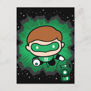 Chibi Green Lantern vliegt door de ruimte Briefkaart