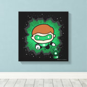 Chibi Green Lantern vliegt door de ruimte Canvas Afdruk (Insitu (Houten vloer))