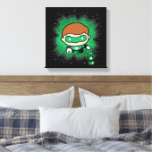Chibi Green Lantern vliegt door de ruimte Canvas Afdruk (Insitu (Slaapkamer))