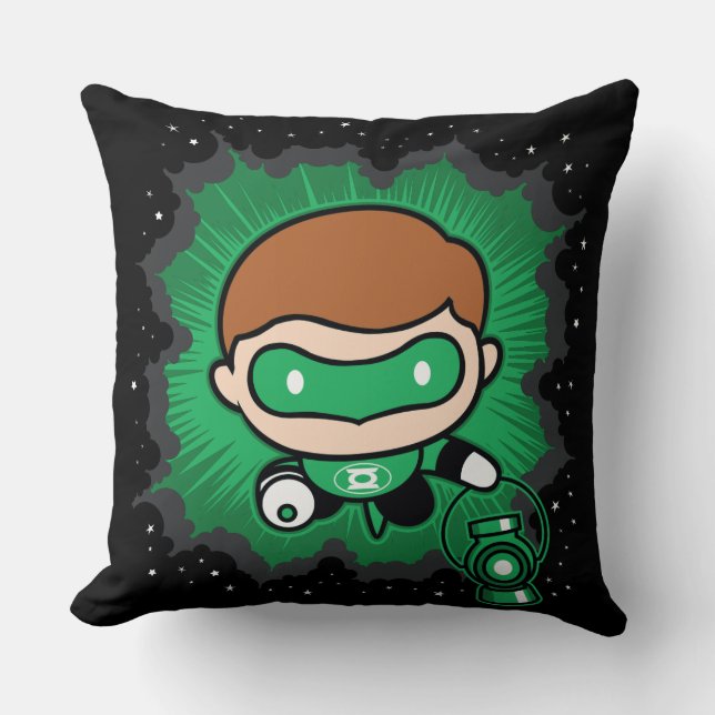 Chibi Green Lantern vliegt door de ruimte Kussen (Voorkant)