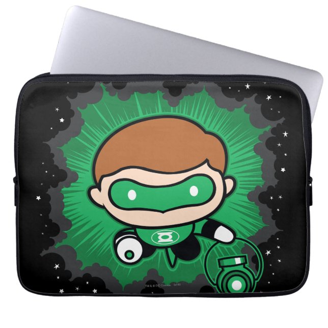 Chibi Green Lantern vliegt door de ruimte Laptop Sleeve (Voorkant)
