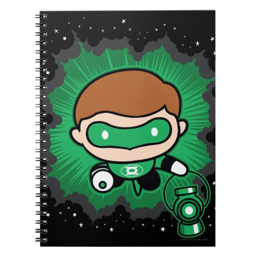 Chibi Green Lantern vliegt door de ruimte Notitieboek (Voorkant)