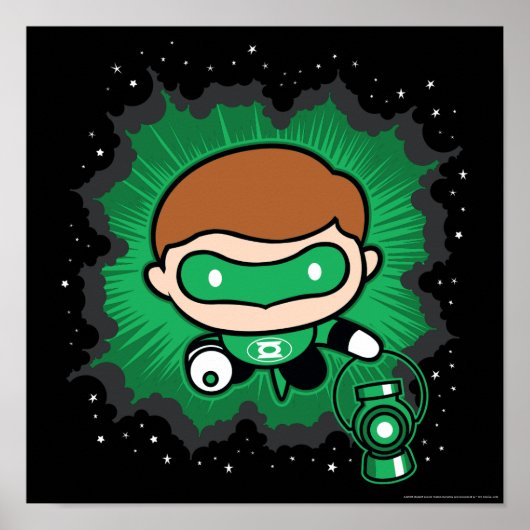 Chibi Green Lantern vliegt door de ruimte Poster (Voorkant)