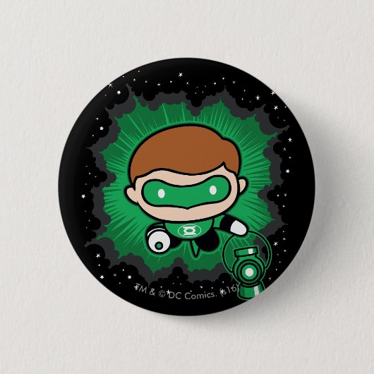 Chibi Green Lantern vliegt door de ruimte Ronde Button 5,7 Cm (Voorkant)