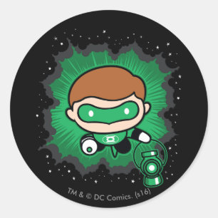 Chibi Green Lantern vliegt door de ruimte Ronde Sticker