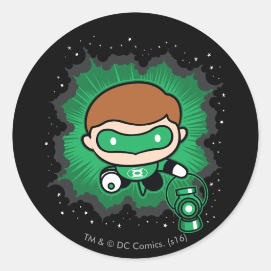 Chibi Green Lantern vliegt door de ruimte Ronde Sticker (Voorkant)
