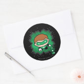 Chibi Green Lantern vliegt door de ruimte Ronde Sticker (Envelop)