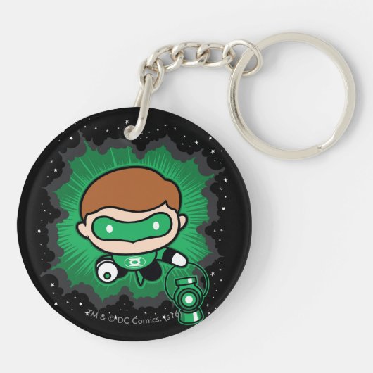 Chibi Green Lantern vliegt door de ruimte Sleutelhanger (Achterkant)