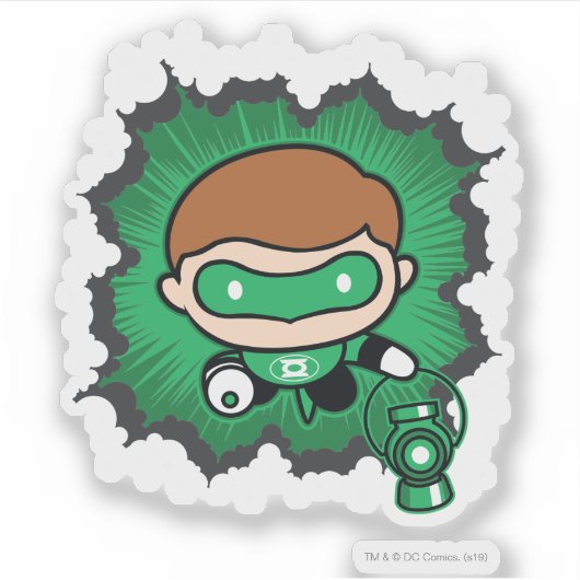 Chibi Green Lantern vliegt door de ruimte Sticker (Voorkant)