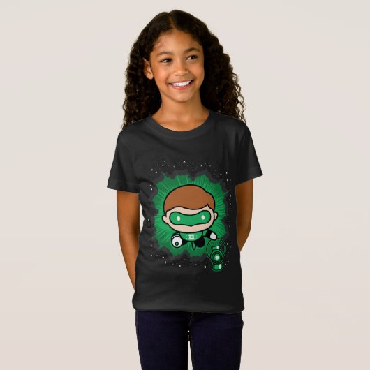 Chibi Green Lantern vliegt door de ruimte T-shirt (Voorkant volledig)