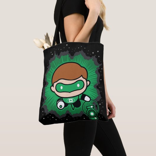 Chibi Green Lantern vliegt door de ruimte Tote Bag (Dichtbij)