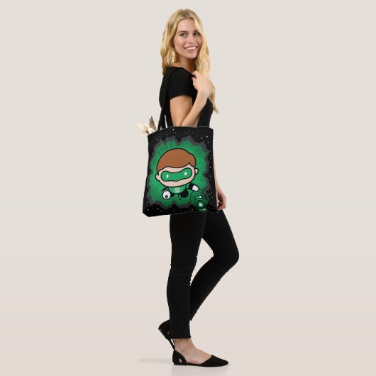 Chibi Green Lantern vliegt door de ruimte Tote Bag (Op model)