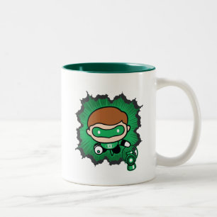 Chibi Green Lantern vliegt door de ruimte Tweekleurige Koffiemok
