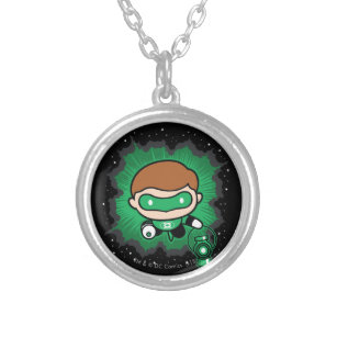 Chibi Green Lantern vliegt door de ruimte Zilver Vergulden Ketting