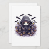 Chibi Grim Reaper Halloween - Schattige Dark Fanta Kaart (Voorkant / Achterkant)