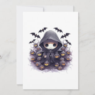 Chibi Grim Reaper Halloween - Schattige Dark Fanta Kaart