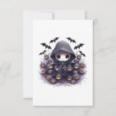 Chibi Grim Reaper Halloween - Schattige Donkere Fa Bedankkaart (Achterkant)