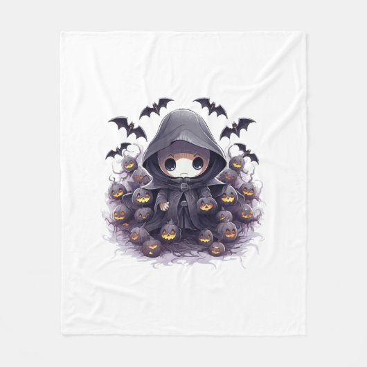 Chibi Grim Reaper Halloween - Schattige Donkere Fa Fleece Deken (Voorkant)