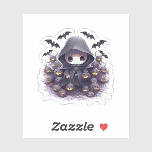 Chibi Grim Reaper Halloween - Schattige Donkere Fa Sticker (Vel)