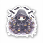 Chibi Grim Reaper Halloween - Schattige Donkere Fa Sticker (Voorkant)