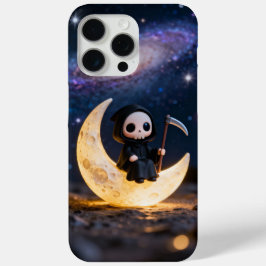 chibi grim reaper zittend op een wassende maan iPhone 15 pro max hoesje