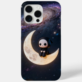chibi grim reaper zittend op een wassende maan iPhone 15 pro max hoesje