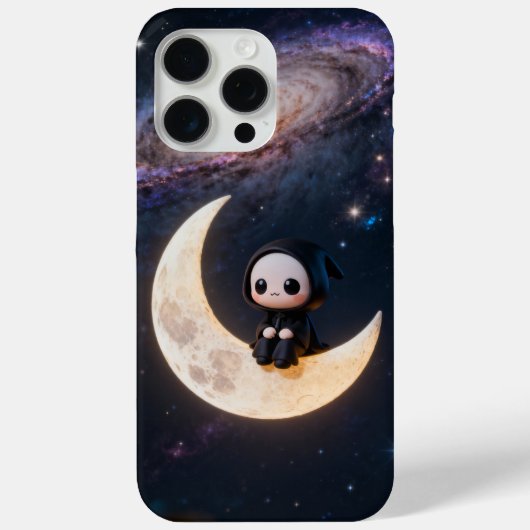 chibi grim reaper zittend op een wassende maan Case-Mate iPhone case (Achterkant)