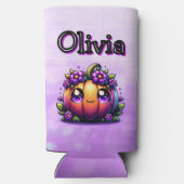 Chibi Halloween Zwarte Kat en Pompoen Gepersonalis Seltzer Blikjeskoeler (Achterkant)