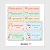 Chibi Hamster Naam Labels – Pastel School Stickers (Vel)