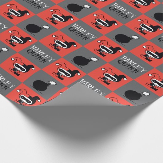 Chibi Harley Quinn Checker Pattern Cadeaupapier (Hoek)