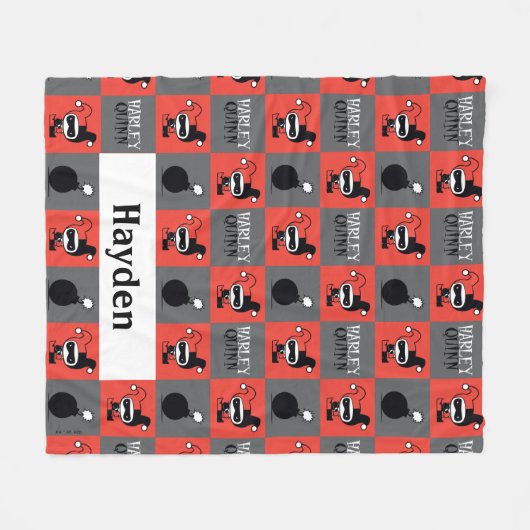 Chibi Harley Quinn Checker Pattern Fleece Deken (Voorkant (Horizontaal))