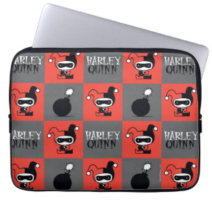 Chibi Harley Quinn Checker Pattern Laptop Sleeve