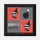 Chibi Harley Quinn Checker Pattern Magneet (Voorkant)
