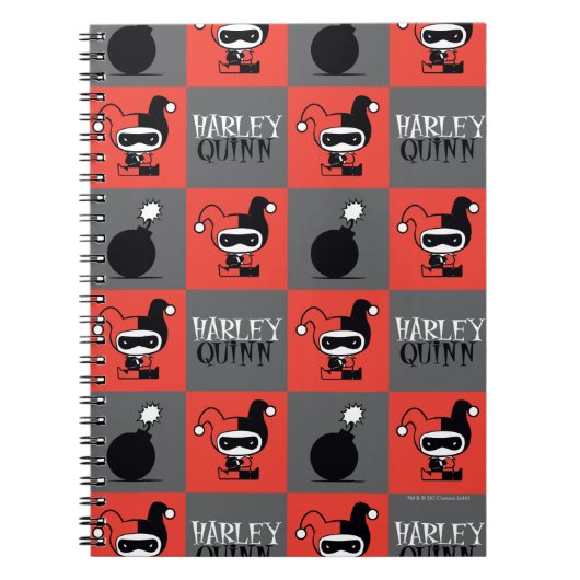 Chibi Harley Quinn Checker Pattern Notitieboek (Voorkant)