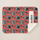 Chibi Harley Quinn Checker Pattern Sherpa Deken (Voorkant (horizontaal))