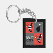 Chibi Harley Quinn Checker Pattern Sleutelhanger (Voorkant Links)