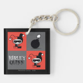 Chibi Harley Quinn Checker Pattern Sleutelhanger (Achterkant)