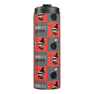 Chibi Harley Quinn Checker Pattern Thermosbeker