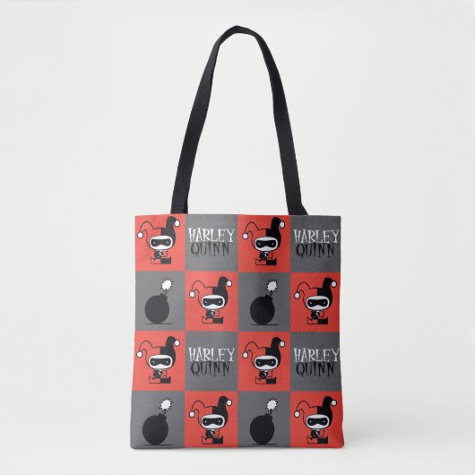 Chibi Harley Quinn Checker Pattern Tote Bag (Voorkant)