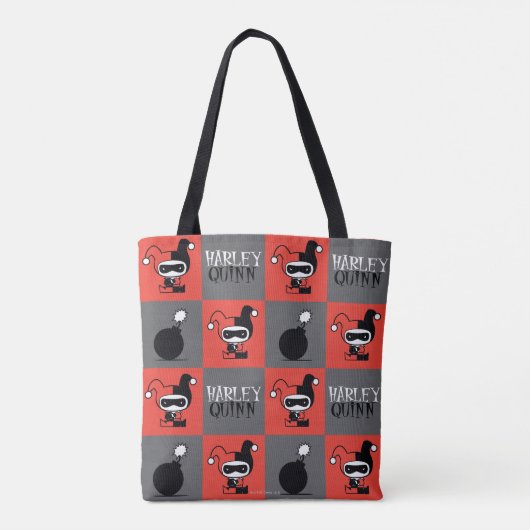 Chibi Harley Quinn Checker Pattern Tote Bag (Achterkant)