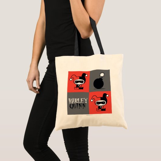 Chibi Harley Quinn Checker Pattern Tote Bag (Voorkant (product))