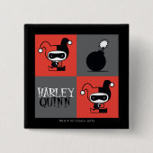Chibi Harley Quinn Checker Pattern Vierkante Button 5,1 Cm (Voorkant)
