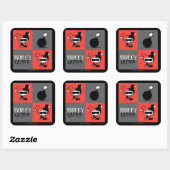 Chibi Harley Quinn Checker Pattern Vierkante Sticker (Vel)